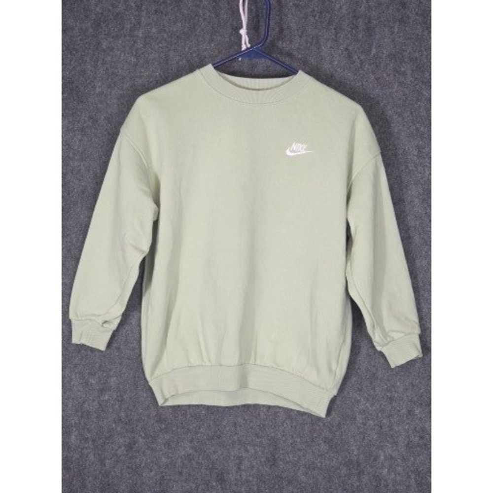 Nike Women Crewneck Sweatshirt Light Green Logo Long Sleeve Pullover Sz M Casual